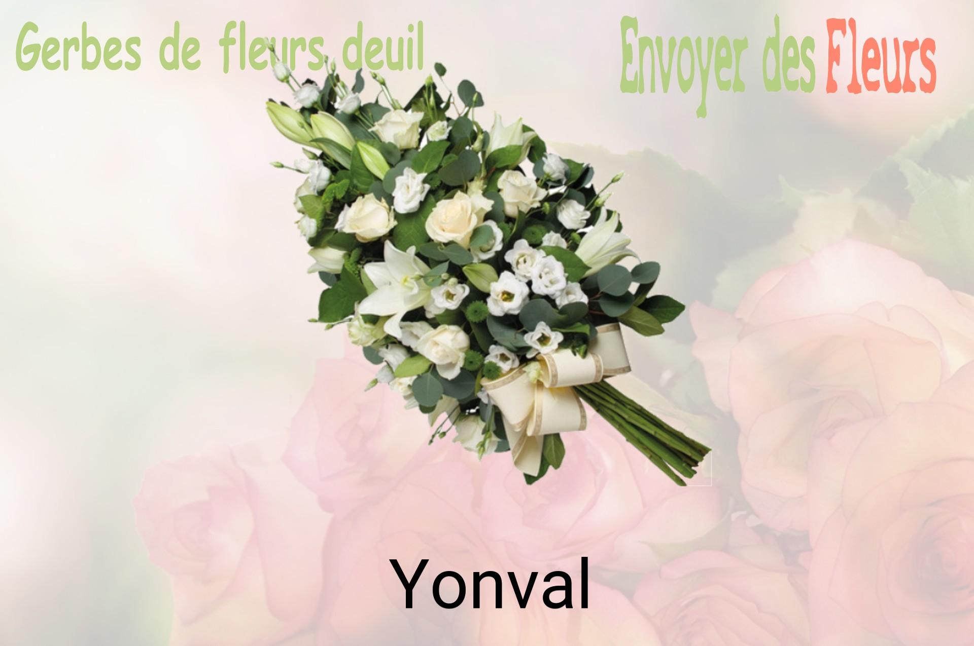 Gerbe de fleurs de deuil livrée à Yonval